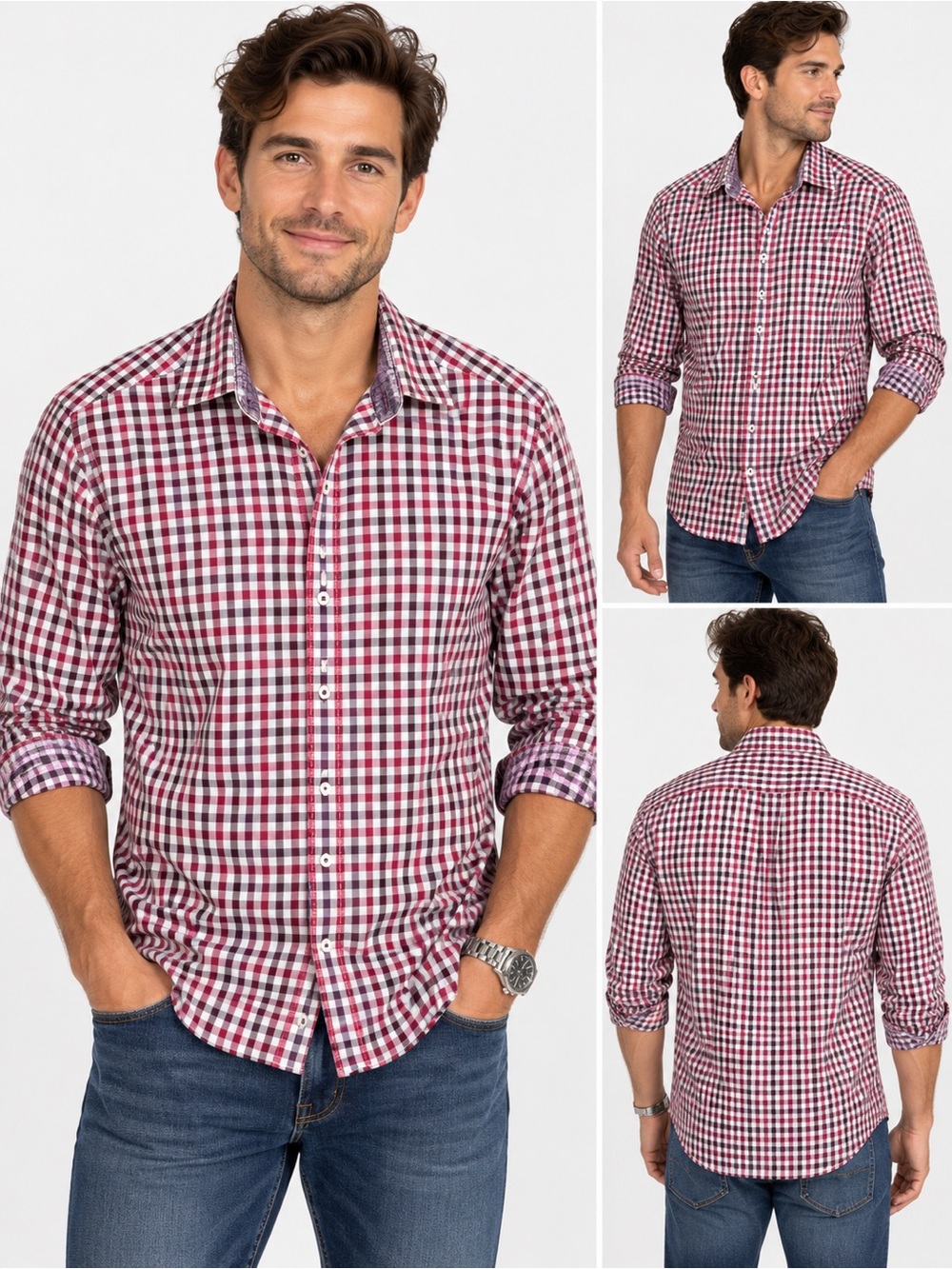 Robert Graham Red and White Gingham Button-Down Shirt